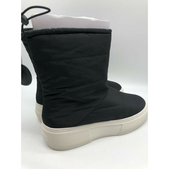 JSlides Women's Cozy Black Platform Waterproof Nylon Booties Size 10 - Picture 9 of 12